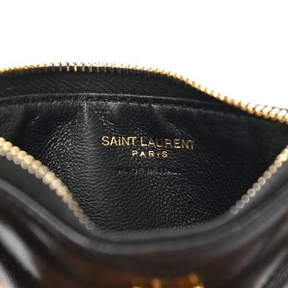 Saint Laurent Monogram Grain de Poudre 5 Fragments Zip Pouch Card Holder Black 6 of 8