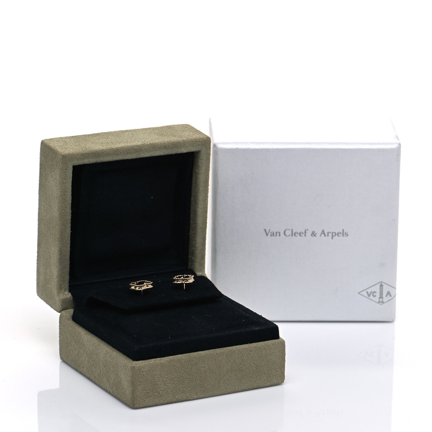 Van Cleef & Arpels 18K Yellow Gold Black Onyx Sweet Alhambra Earrings 7 of 7