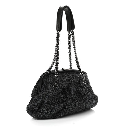 Chanel Tweed Paris NY Framed Pleated Pouch Bag Grey 3 of 12