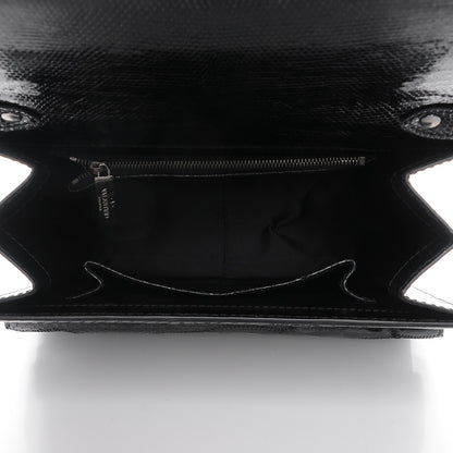 Valentino Garavani Lizard Ostrich Snakeskin Alligator Satchel Black 5 of 6