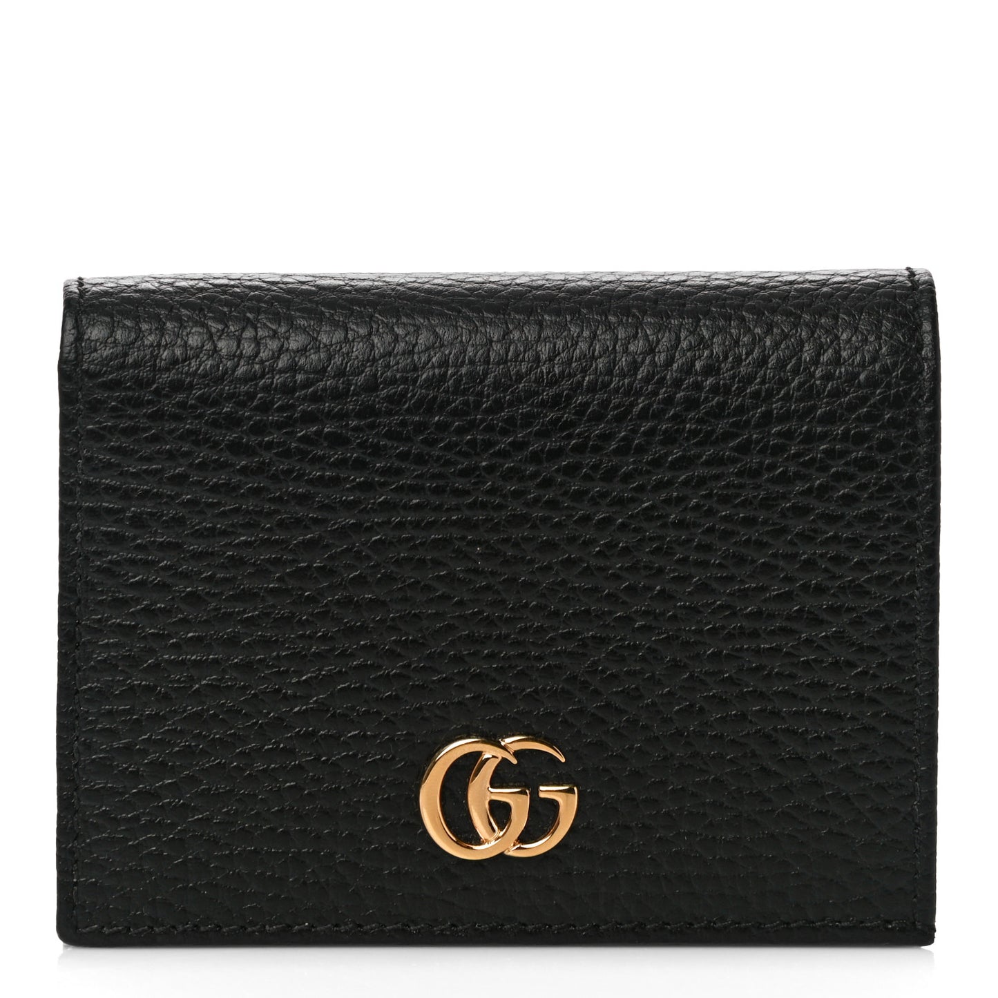 Pebbled Calfskin GG Marmont Card Case Black