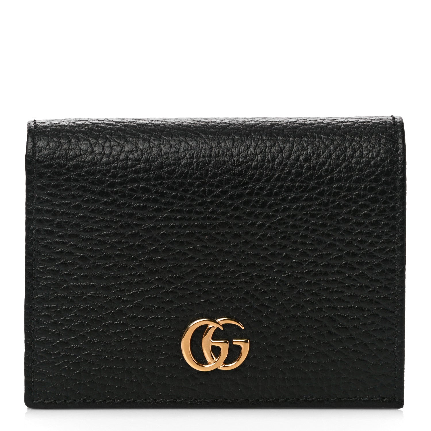 Gucci Pebbled Calfskin GG Marmont Card Case Black 1 of 10