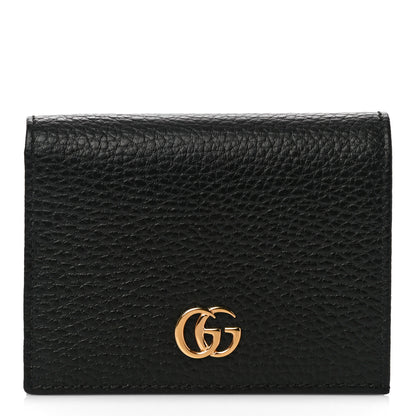 Gucci Pebbled Calfskin GG Marmont Card Case Black 1 of 10