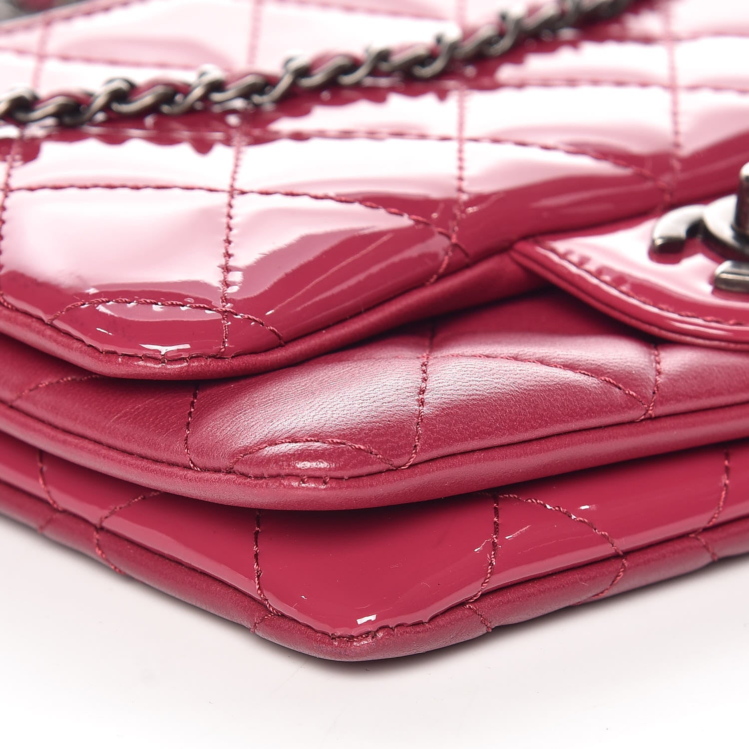 Chanel Patent Quilted Crossbody Pink 5 of 11