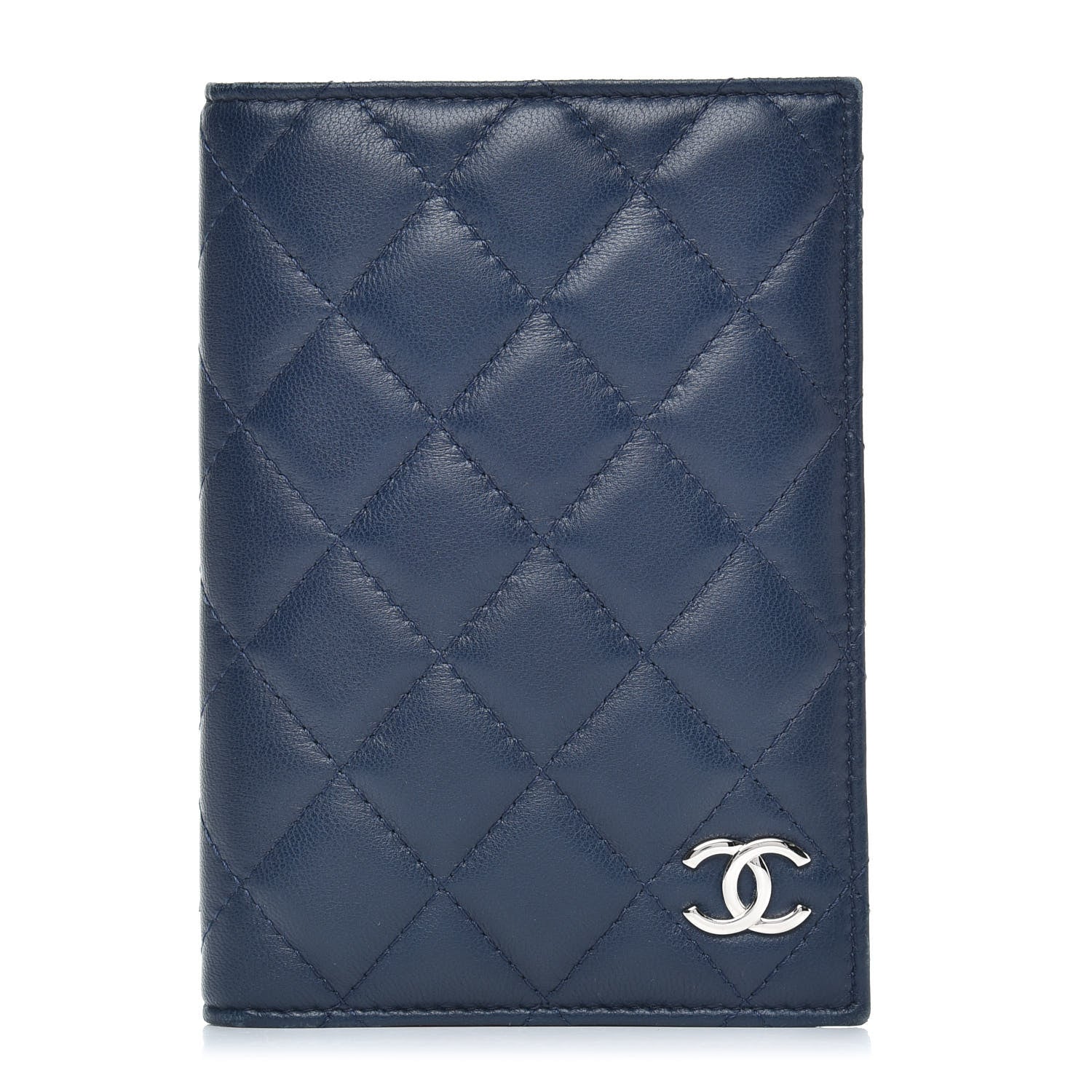 Chanel Lambskin Quilted Passport Holder Navy 1 of 8