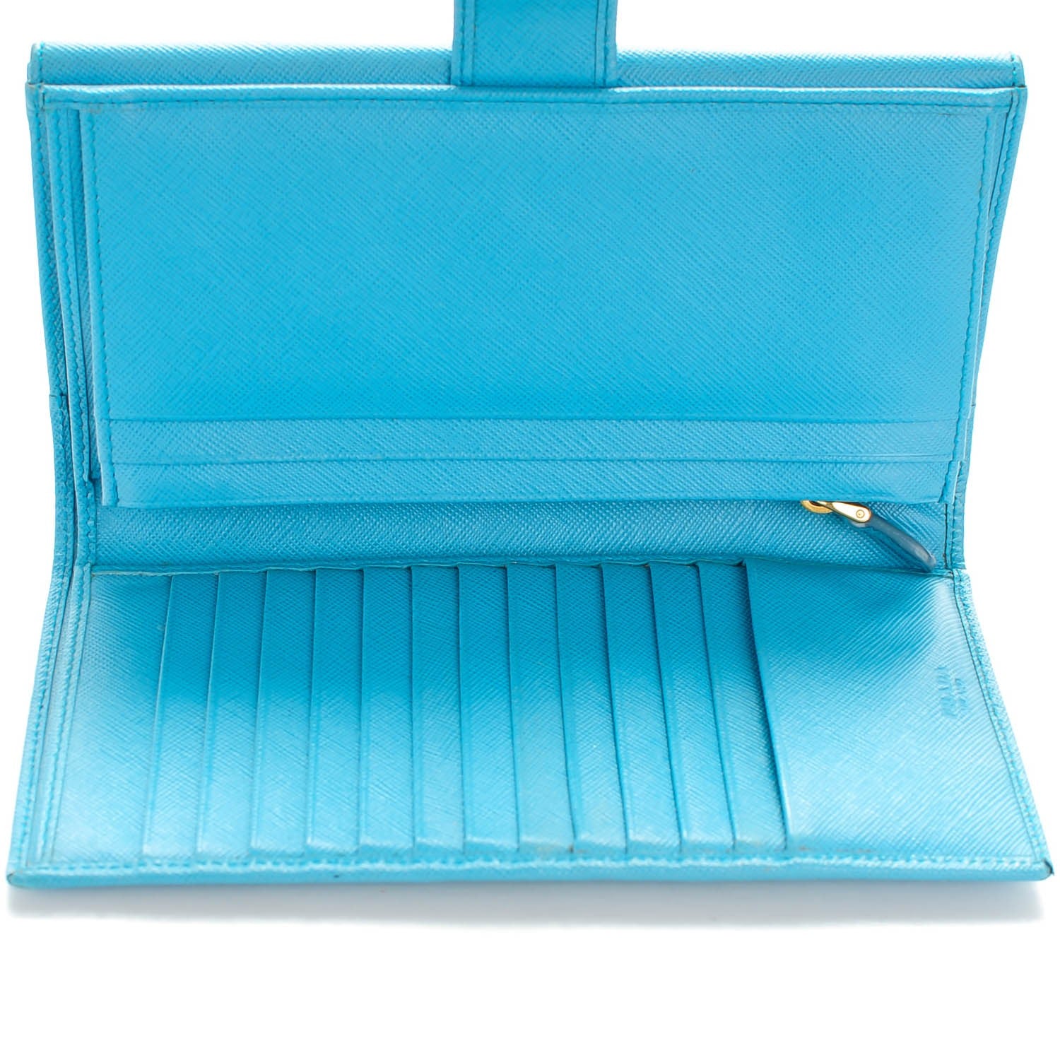 Prada Saffiano Metal Continental Flap Wallet Turchese 5 of 9