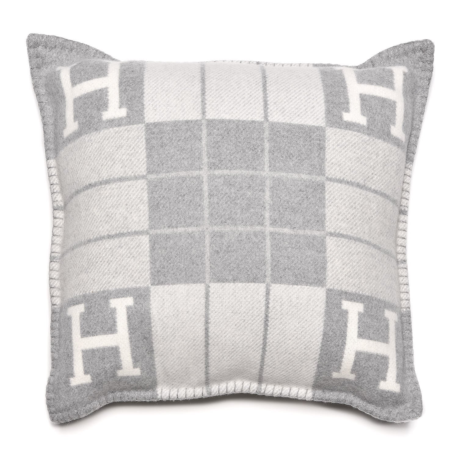 Hermes Wool Cashmere Avalon III Pillow PM Ecru Gris Clair 1 of 3