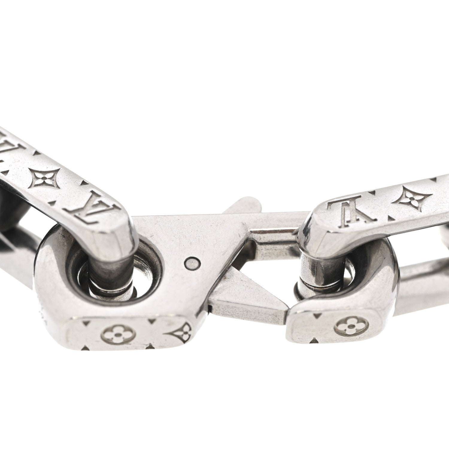 Louis Vuitton Metal Monogram Chain Bracelet Silver Black 1794411