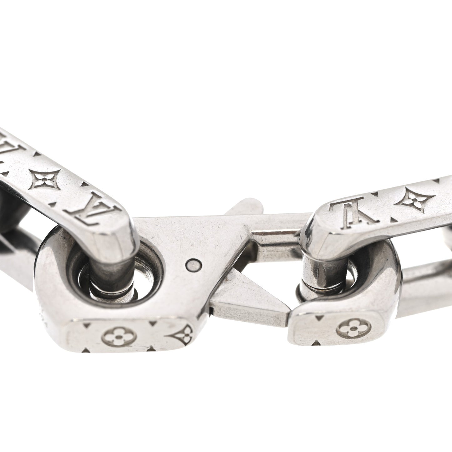 Metal Monogram Chain Bracelet Silver Black