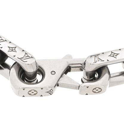 Louis Vuitton Metal Monogram Chain Bracelet Silver Black 4 of 5