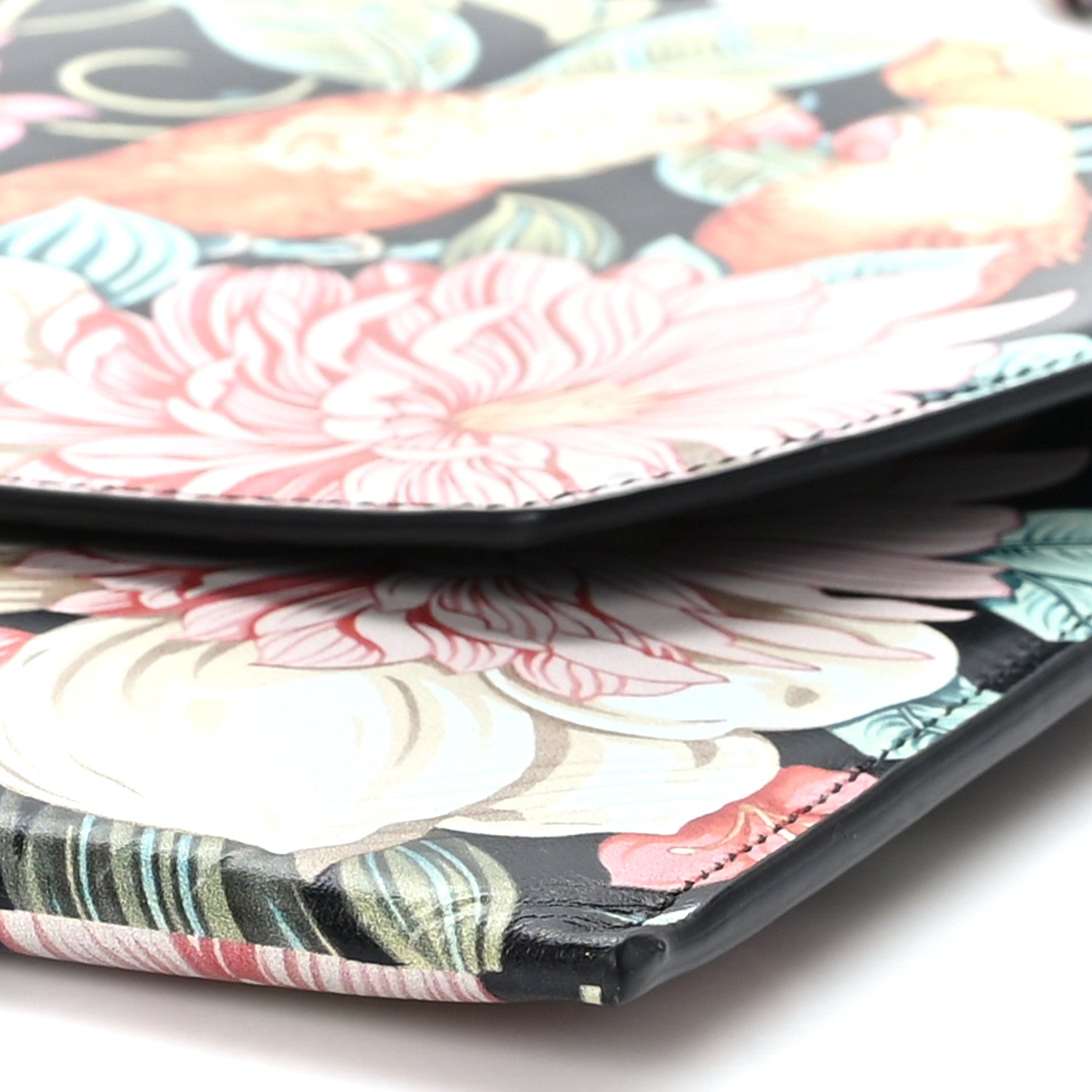 Salvatore Ferragamo Calfskin Floral Print Clutch Black Multicolor 7 of 7