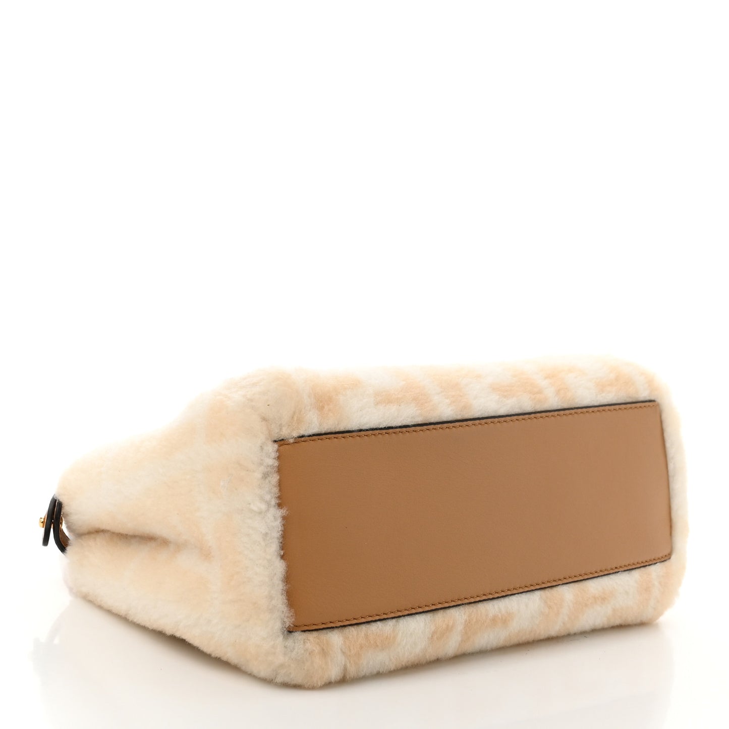 Shearling Nappa Macro FF 1974 Mini Peekaboo Iconic Satchel White Ice Cuoio Miele Scuro