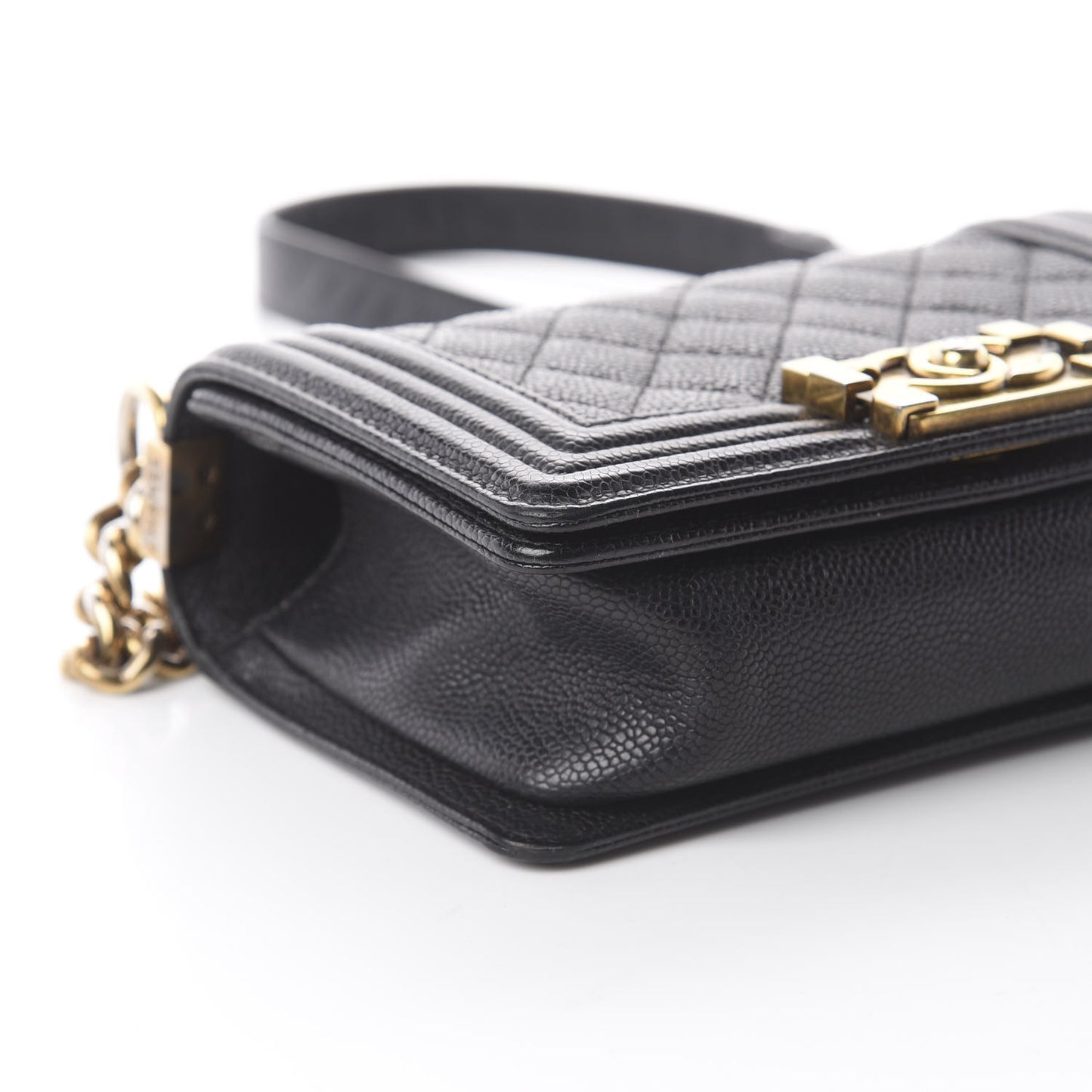 Caviar Quilted Small Boy Flap Black