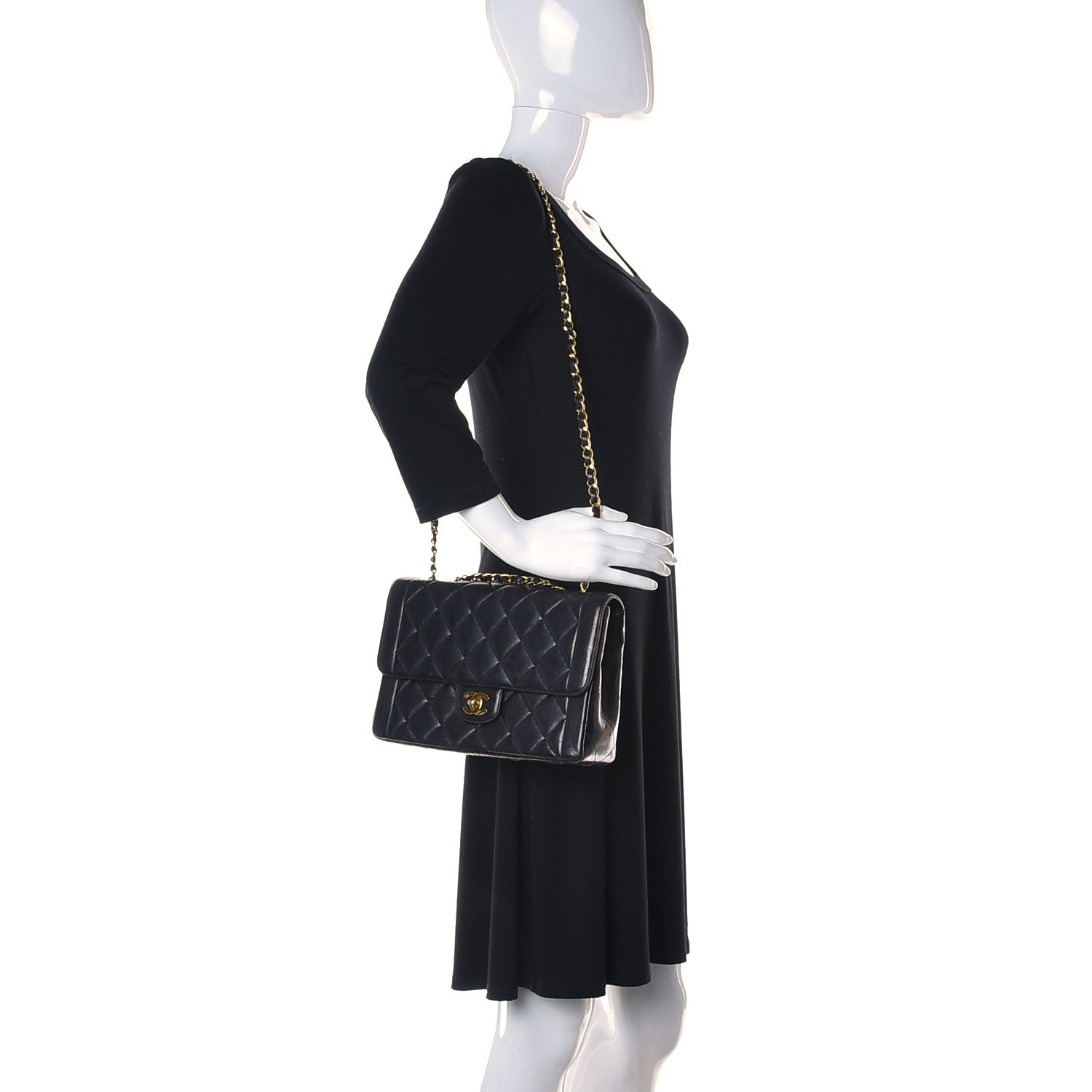 Chanel Lambskin Quilted Medium Single Flap Black 2 of 37