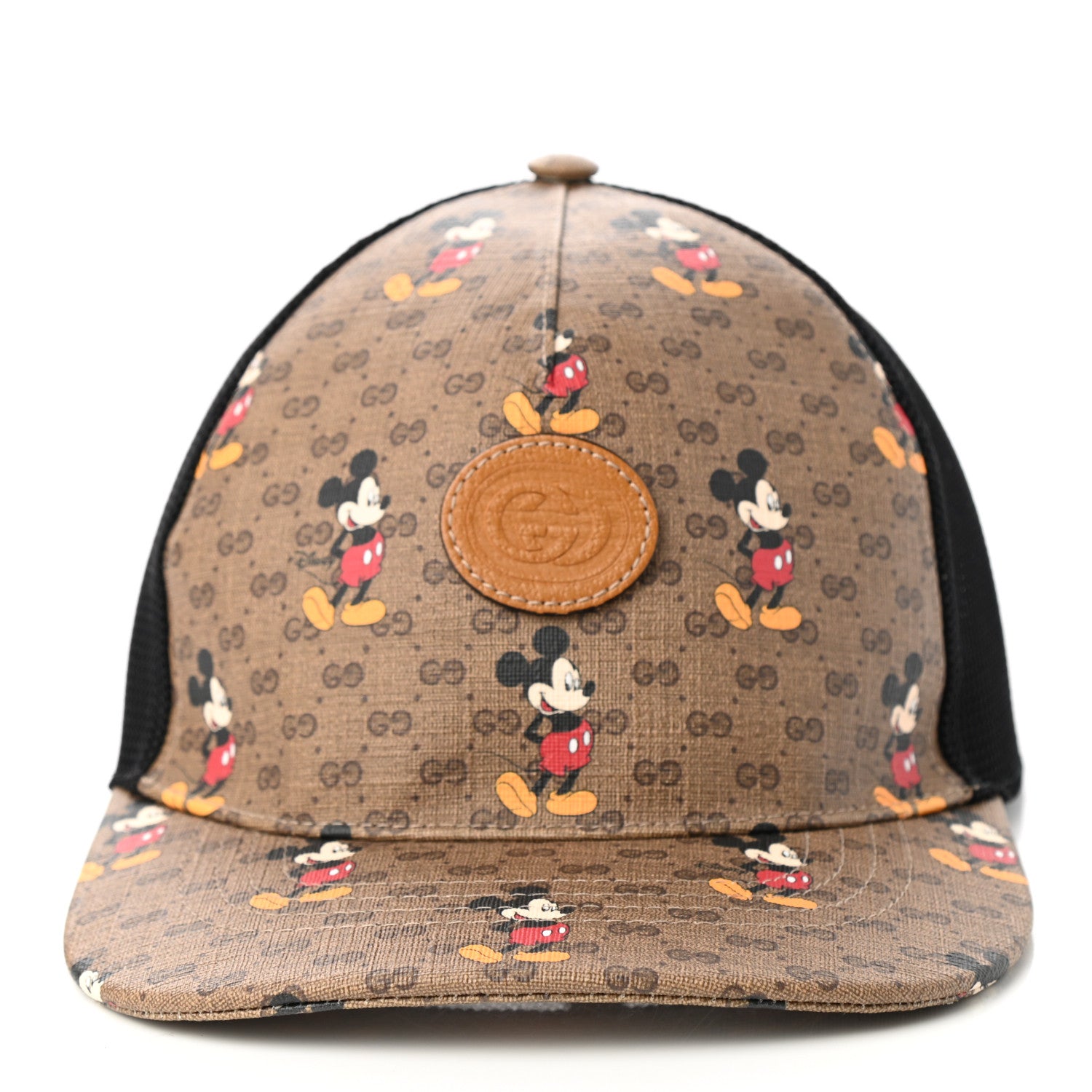 Gucci X DISNEY Mini Vintage GG Supreme Monogram Mickey Mouse Baseball Hat L Beige Vintage Sun Oil 3 of 11