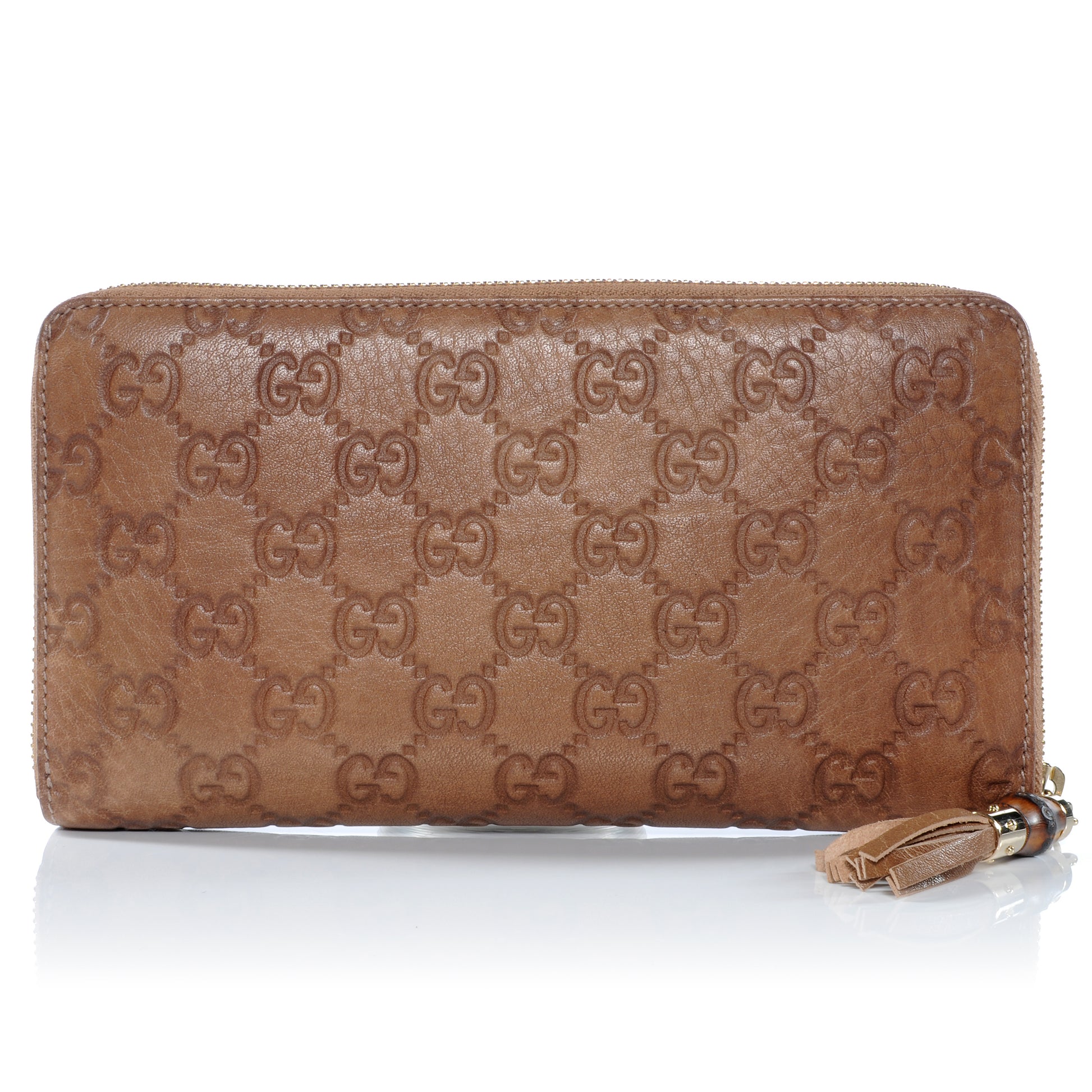 Gucci Guccissima Bamboo Tassel Zip Around Wallet Light Brown 1 of 8
