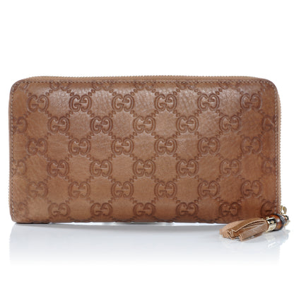 Gucci Guccissima Bamboo Tassel Zip Around Wallet Light Brown 1 of 8