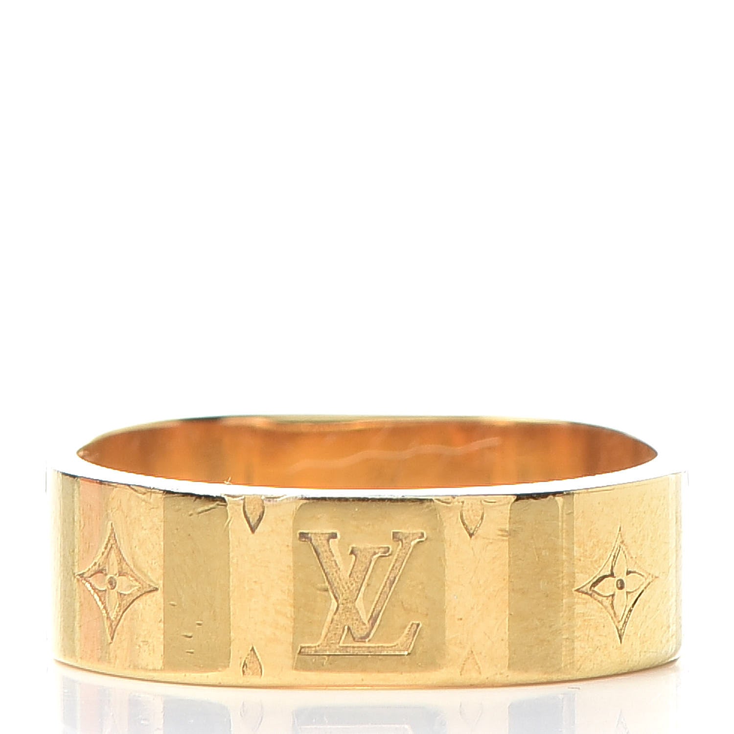 Louis Vuitton Brass Monogram Engraved Nanogram Ring S Gold 4 of 8