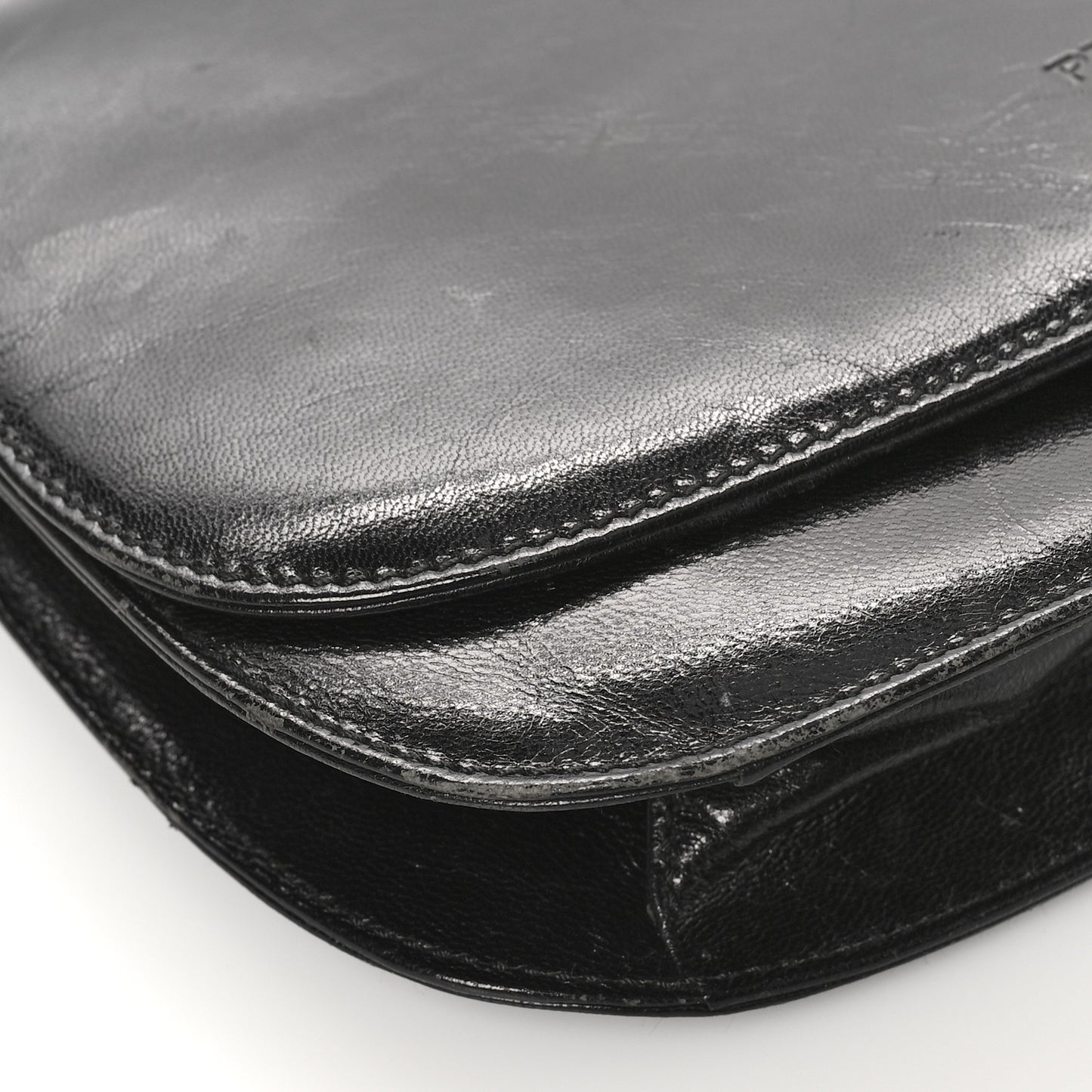 Goatskin Swing Chain Shoulder Bag Black