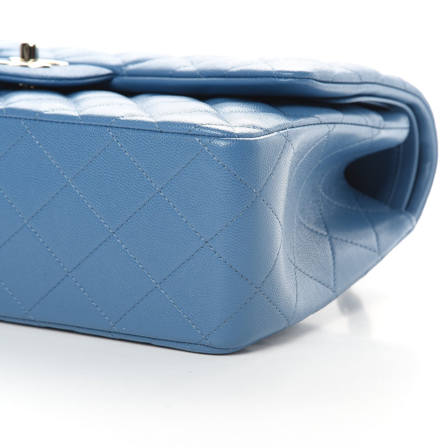 Caviar Quilted Jumbo Double Flap Blue