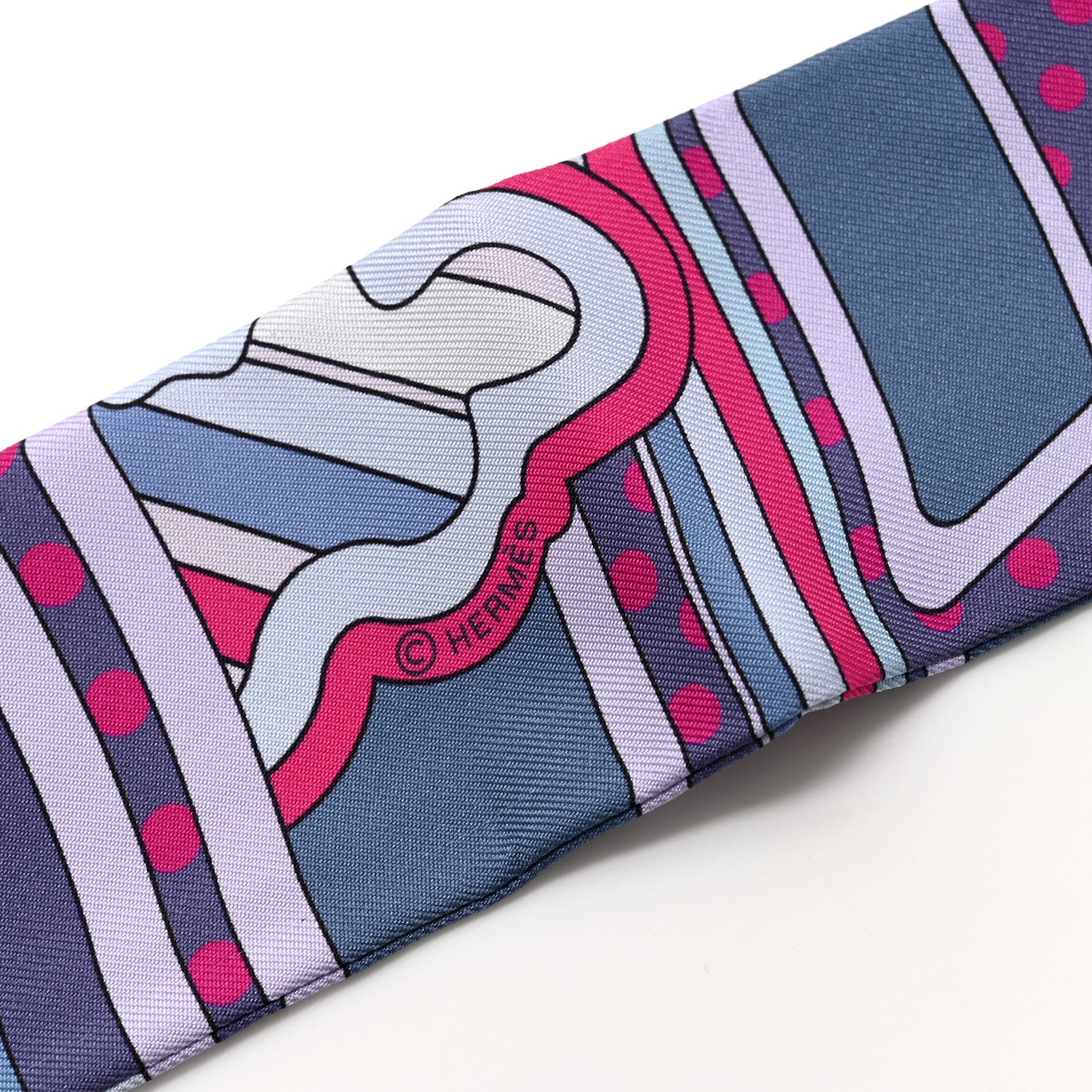 Hermes Silk Faubourg Rainbow Twilly Blue Jean Rose Vif 3 of 4
