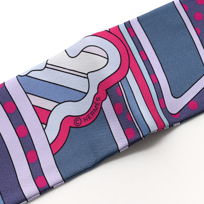 Hermes Silk Faubourg Rainbow Twilly Blue Jean Rose Vif 3 of 4