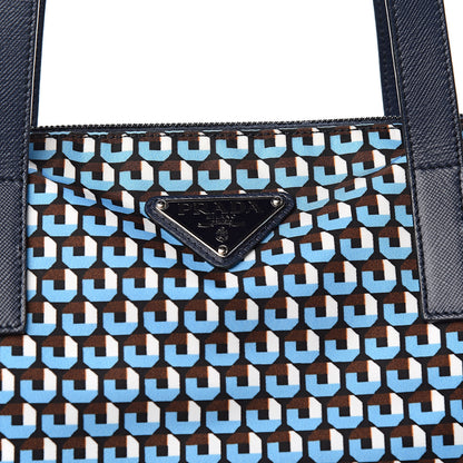 Prada Tessuto Nylon Saffiano Print Tote Azzurro 10 of 10
