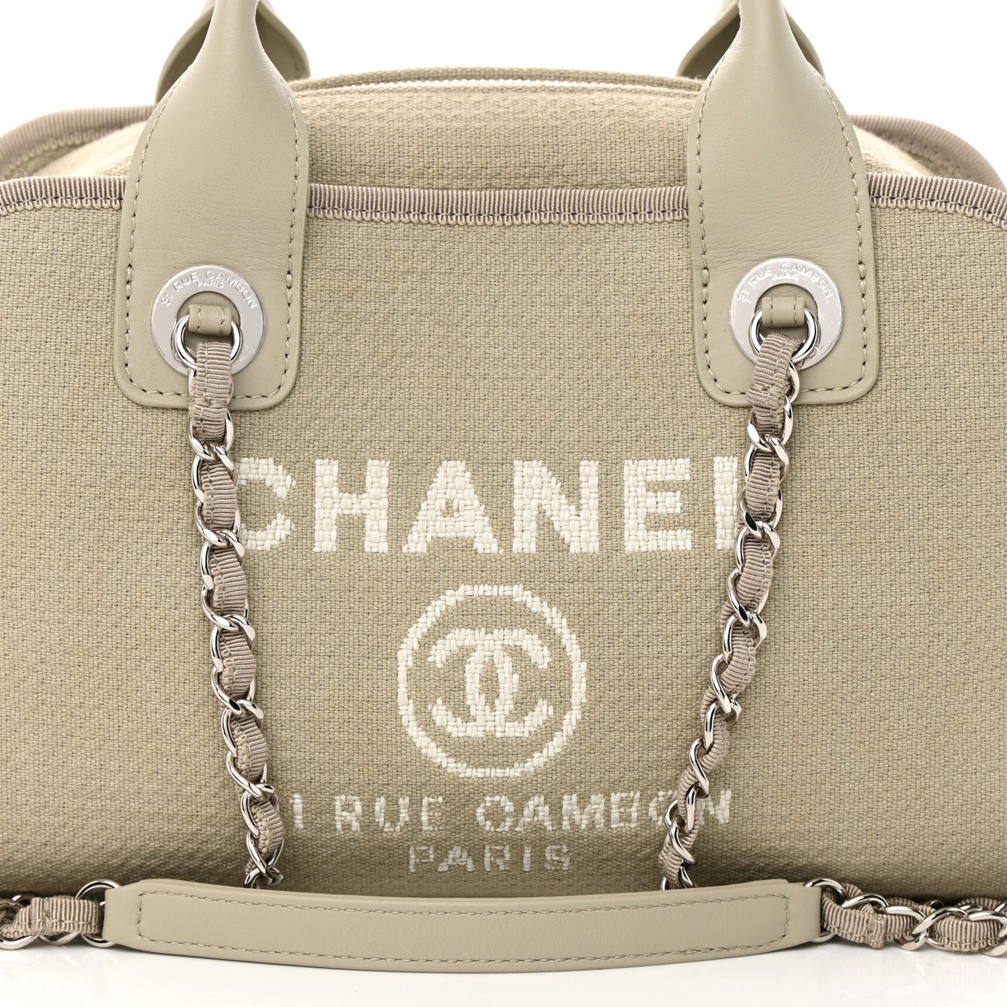 Canvas Deauville Bowling Bag Beige