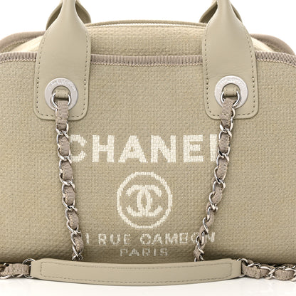 Chanel Canvas Deauville Bowling Bag Beige 8 of 14