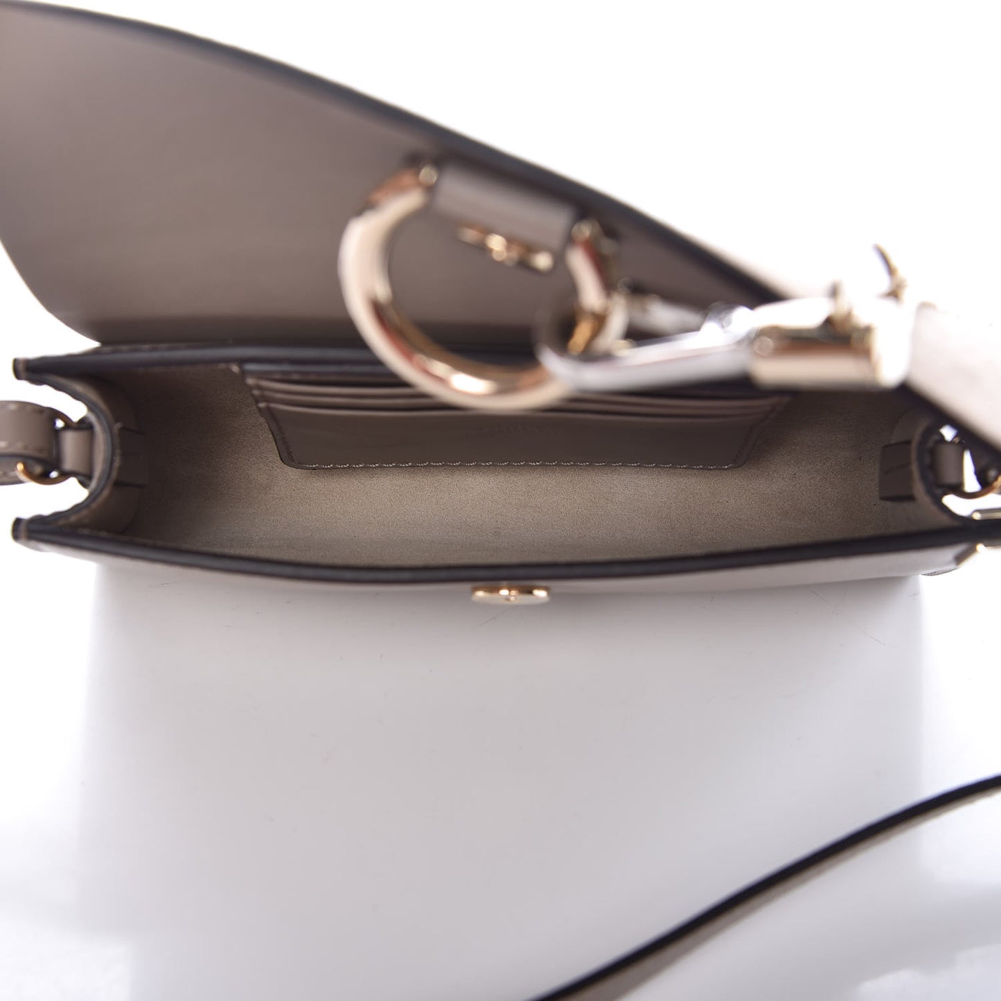 Suede Calfskin Mini Faye Shoulder Bag Motty Grey