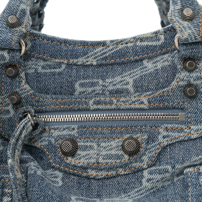 Balenciaga Denim BB Monogram Neo Cagole Handbag XS Blue 8 of 10