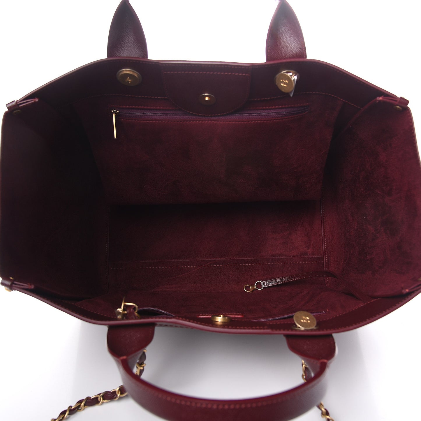 Caviar Medium Studded Deauville Tote Burgundy