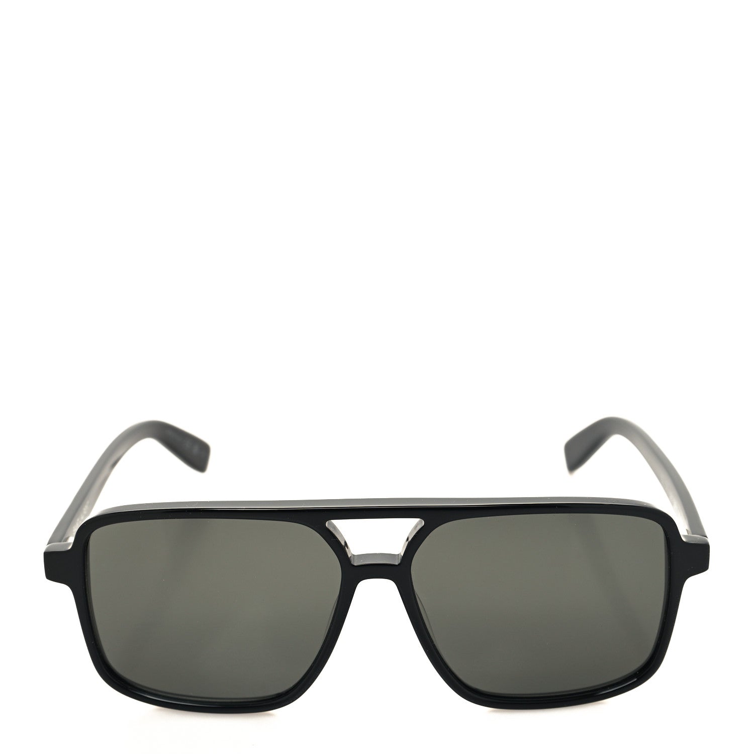 Saint Laurent Acetate Brow Bar Aviator Sunglasses SL176 Black 2 of 8