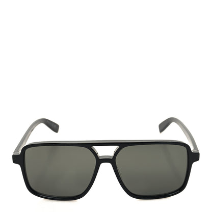 Saint Laurent Acetate Brow Bar Aviator Sunglasses SL176 Black 2 of 8