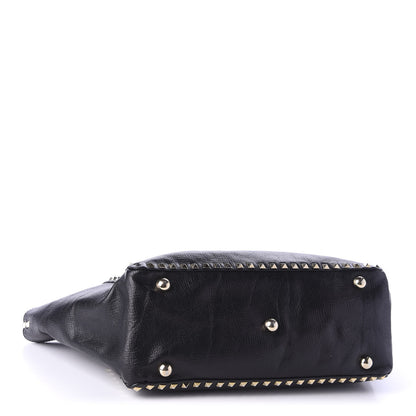 Valentino Garavani Textured Calfskin Medium Rockstud Tote Black 5 of 19