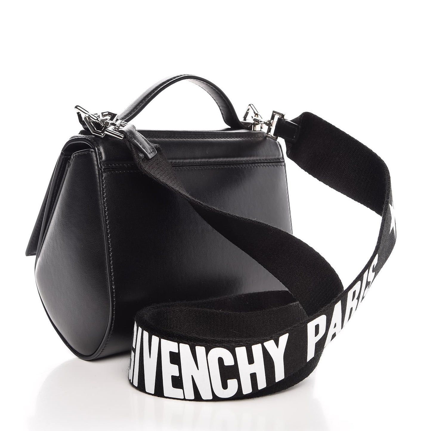 Calfskin Mini Pandora Box Logo Strap Crossbody Bag Black