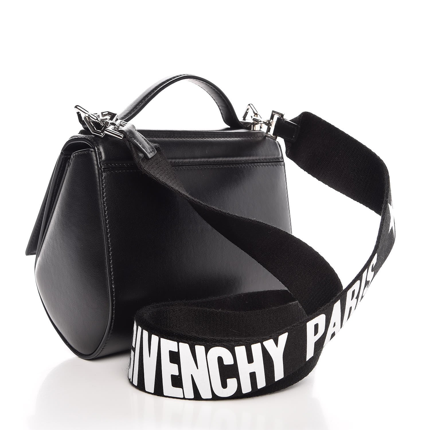 Givenchy Calfskin Mini Pandora Box Logo Strap Crossbody Bag Black 3 of 7