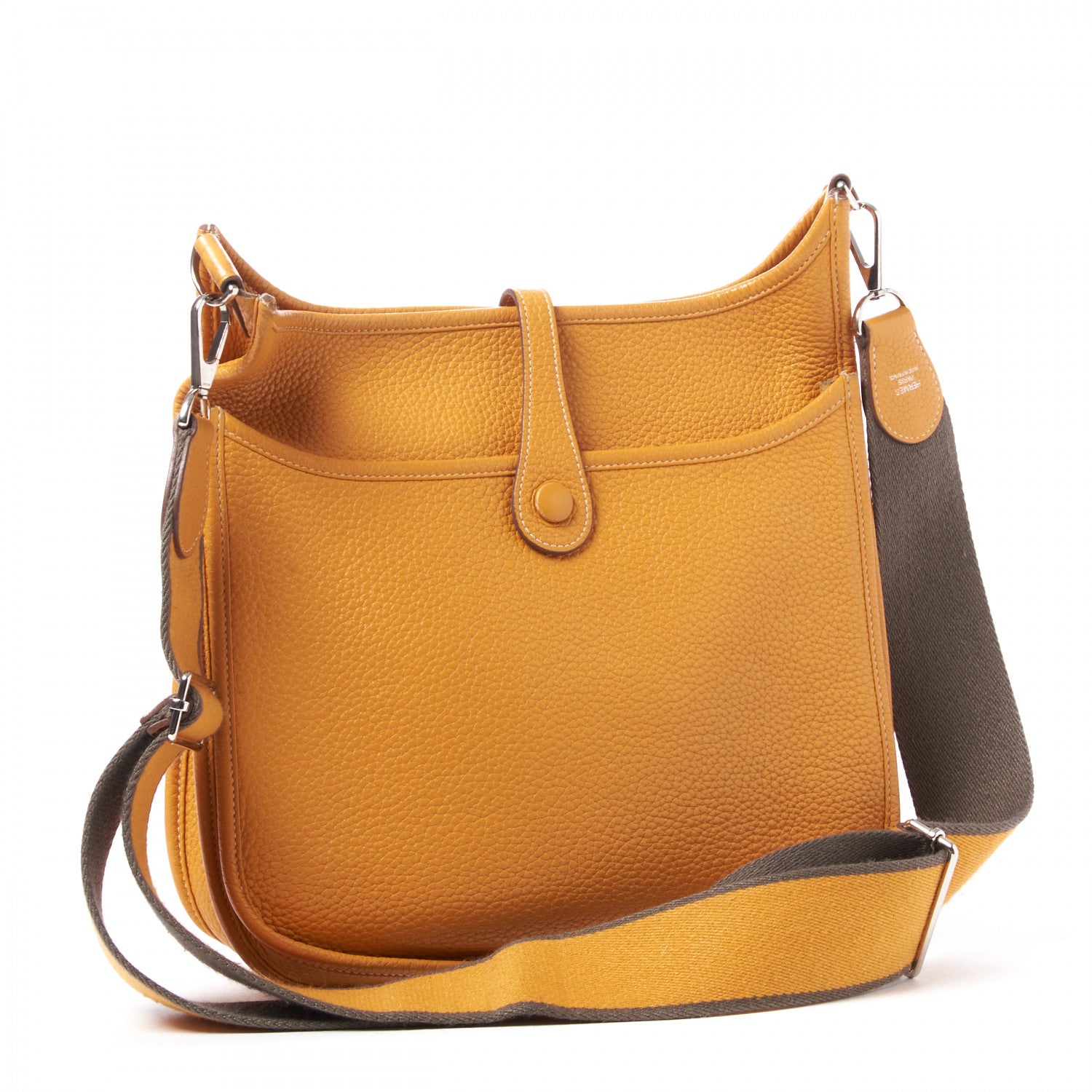 Hermes Taurillon Clemence Amazone Evelyne III PM Moutarde Taupe 2 of 7