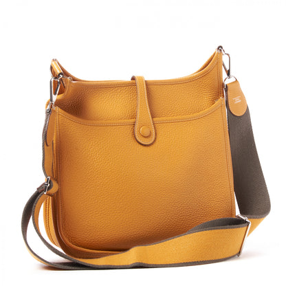 Hermes Taurillon Clemence Amazone Evelyne III PM Moutarde Taupe 2 of 7
