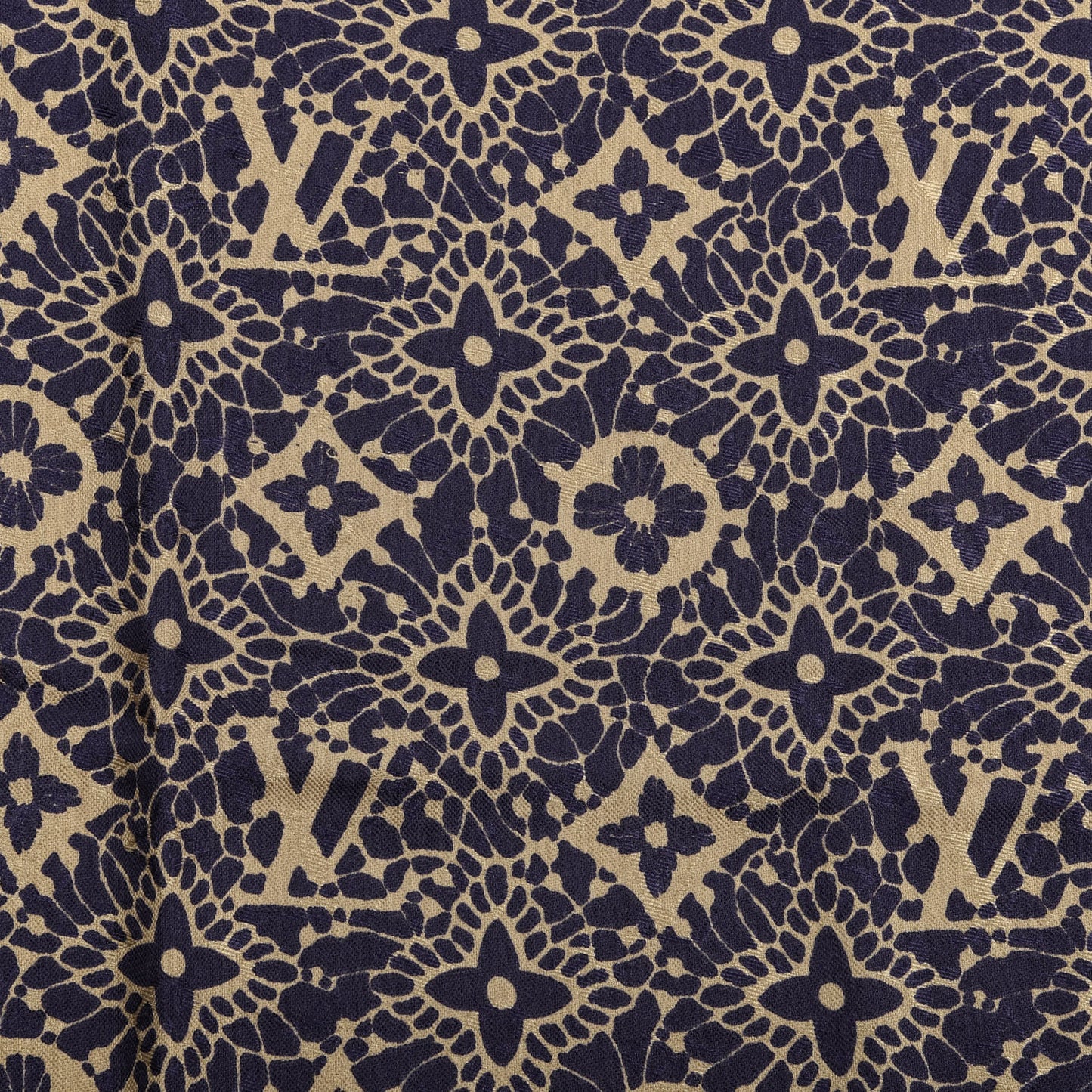 Silk Wool Monogram Dentelle Shawl Scarf Purple Beige