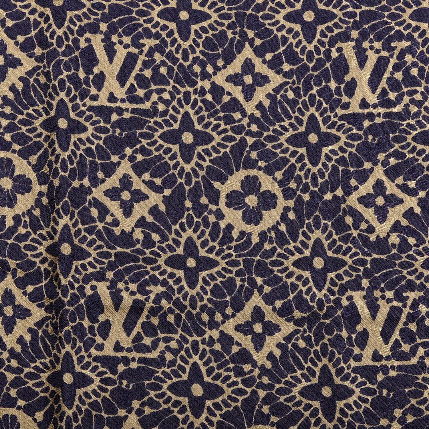 Louis Vuitton Silk Wool Monogram Dentelle Shawl Scarf Purple Beige 3 of 3