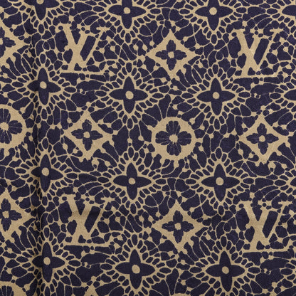 Louis Vuitton Silk Wool Monogram Dentelle Shawl Scarf Purple Beige 3 of 3