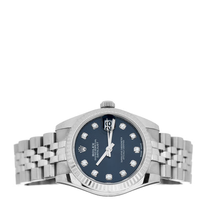 Rolex Stainless Steel 18K White Gold Diamond 31mm Oyster Perpetual Datejust Watch Blue 178274 2 of 5