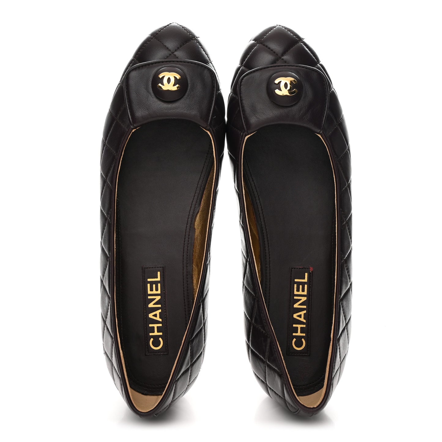 Lambskin Quilted CC Ballerina Flats 41 Dark Purple