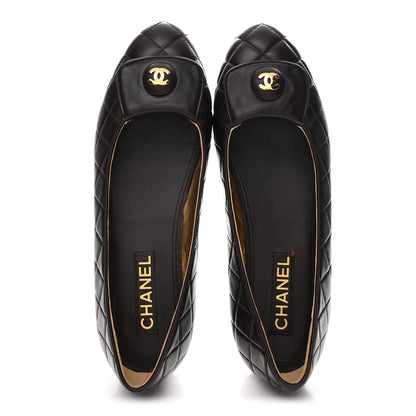 Chanel Lambskin Quilted CC Ballerina Flats 41 Dark Purple 2 of 11