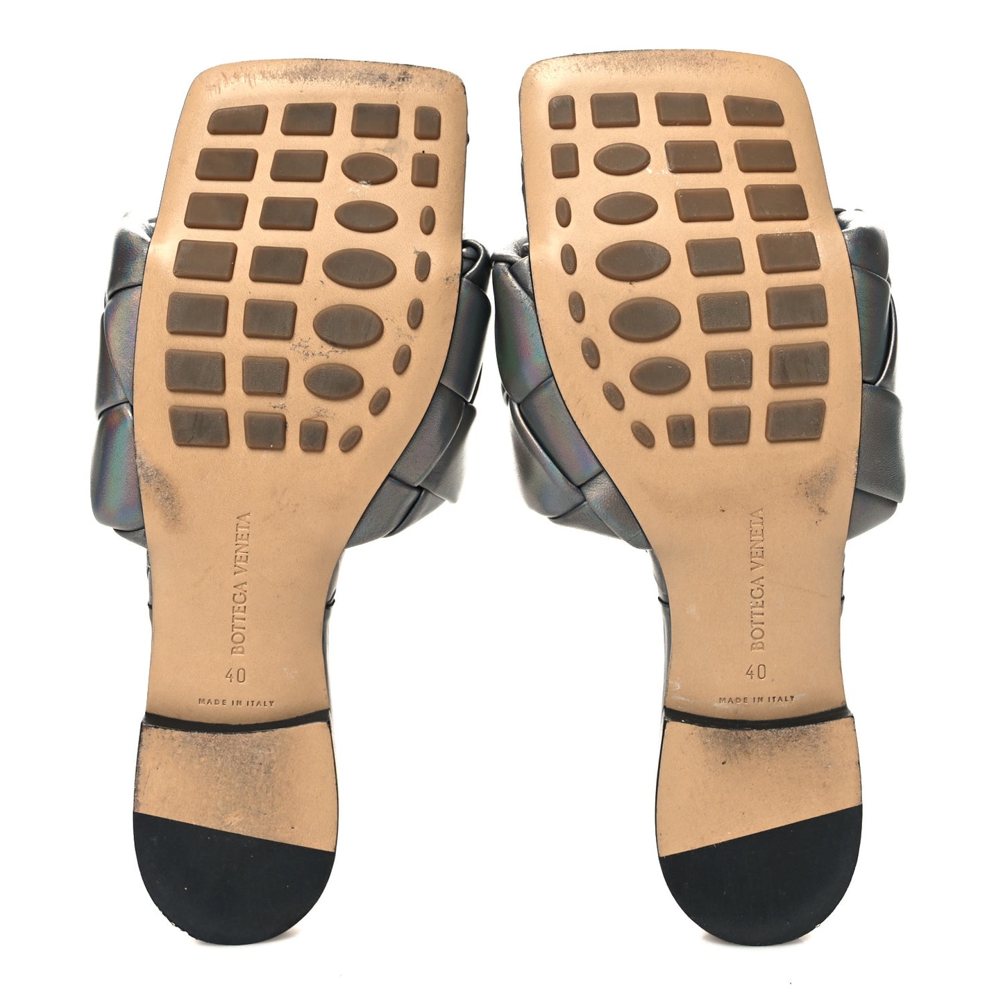 Laser Nappa Maxi Intrecciato Lido Flat Sandals 40 Oyster