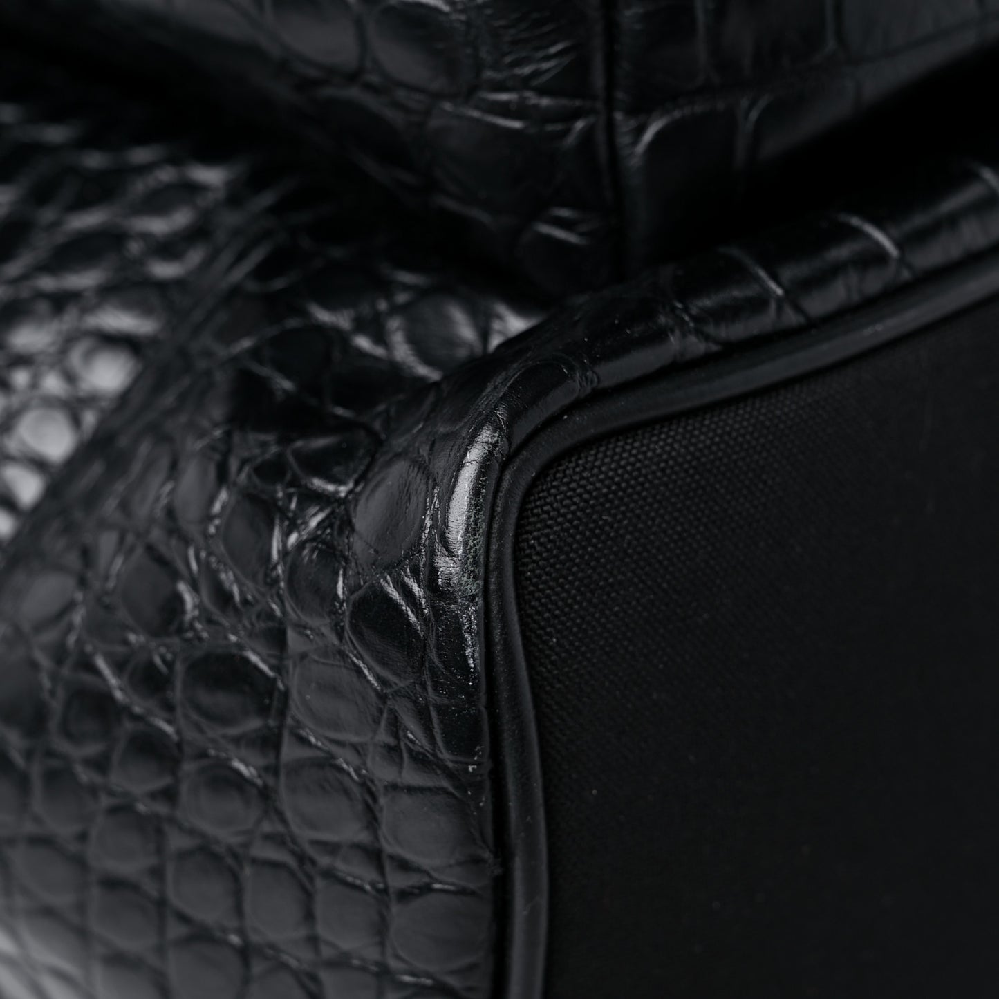 Calfskin Crocodile Embossed City Backpack Black