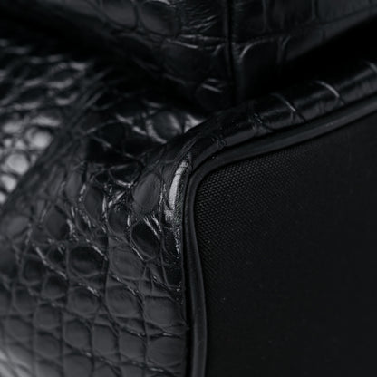 Saint Laurent Calfskin Crocodile Embossed City Backpack Black 7 of 16