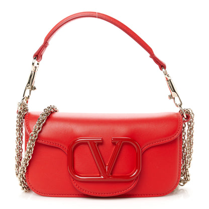 Valentino Garavani Calfskin Enamel Vlogo Small Loco Shoulder Bag Rouge Pur 1 of 9