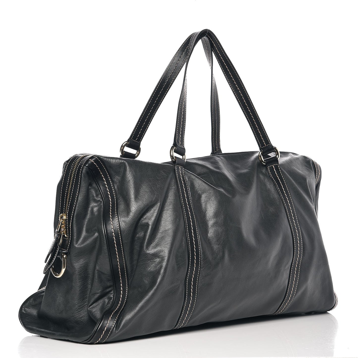 Calfskin Duchessa Large Boston Tote Bag Black